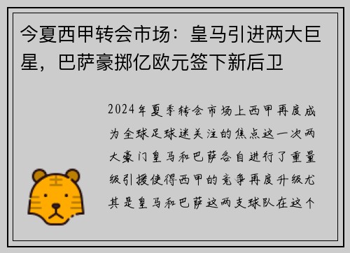今夏西甲转会市场：皇马引进两大巨星，巴萨豪掷亿欧元签下新后卫