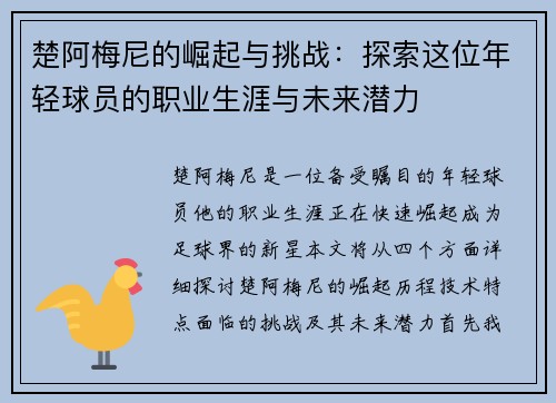 楚阿梅尼的崛起与挑战：探索这位年轻球员的职业生涯与未来潜力